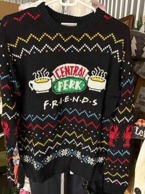 FRIENDS TV SHOW - Central Perk Black Holiday Crewneck Sweater